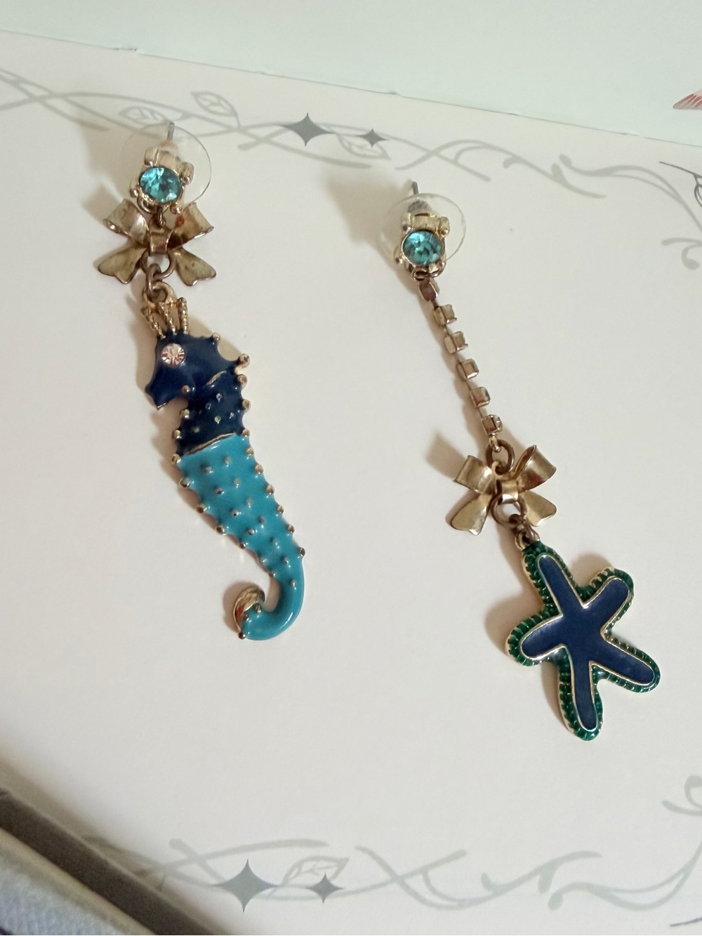 Betsey Johnson Seahorse and Starfish Earrings
